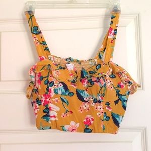 Floral Mustard Crop Top